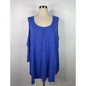 Soft Surroundings 100% linen Cold Shoulder Womens top